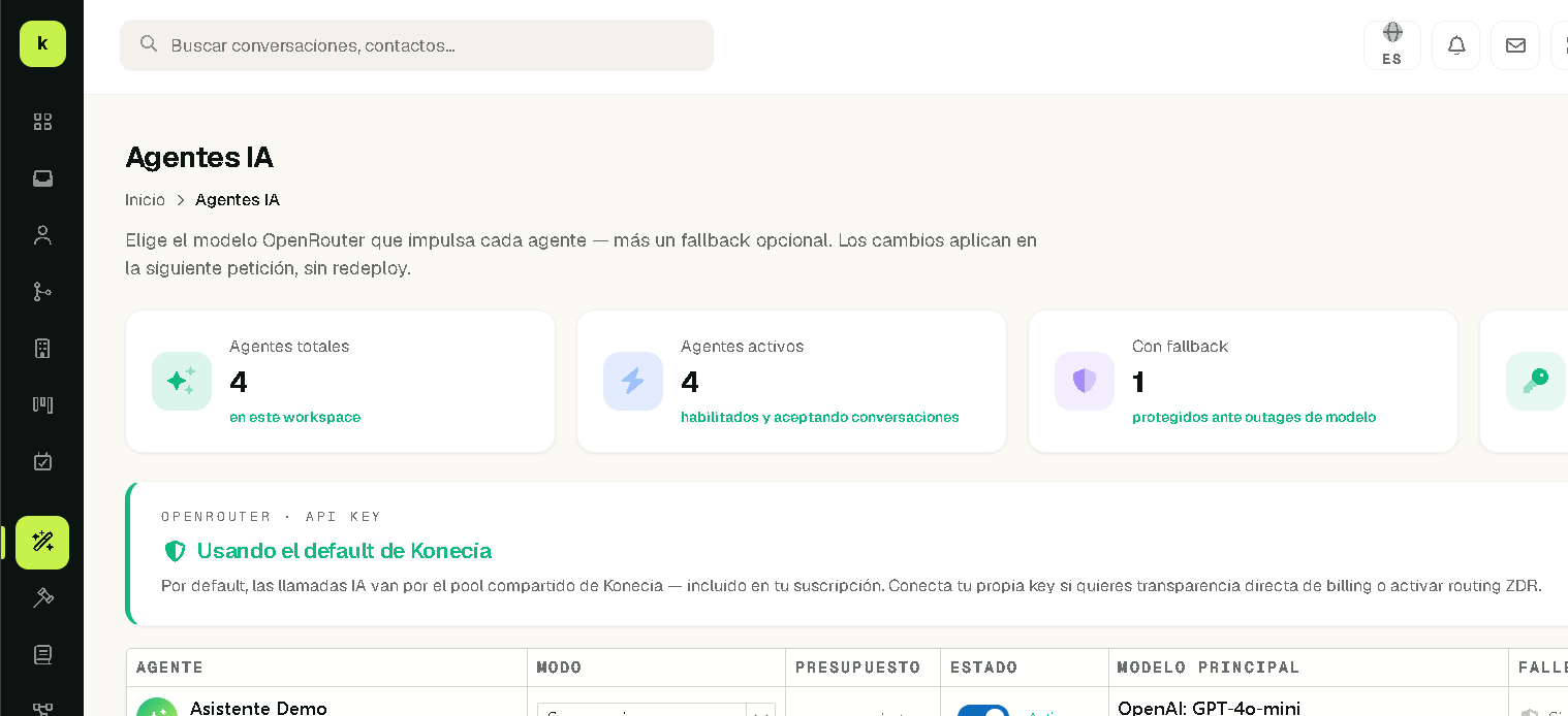 Pantalla de Agentes IA